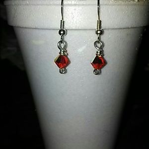 Real silver hook crystal orange triangle dangling
